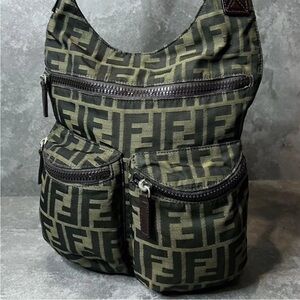 Fendi Green and Black Messenger Bag/ Shoulder Bag